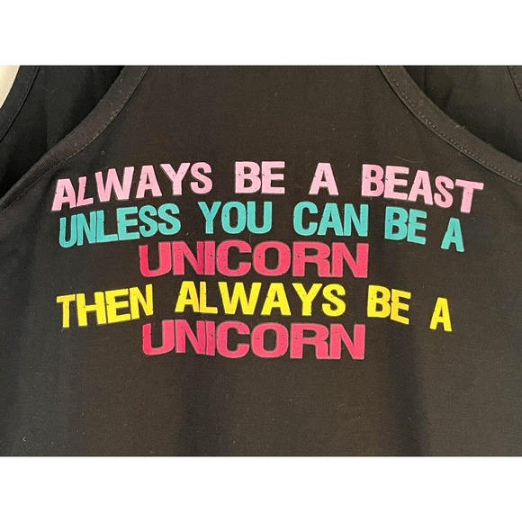 SoRock Women’s Unicorn Mode Tri Blend Tank Top Gym Shirt Black SZ S - Picture 7 of 10